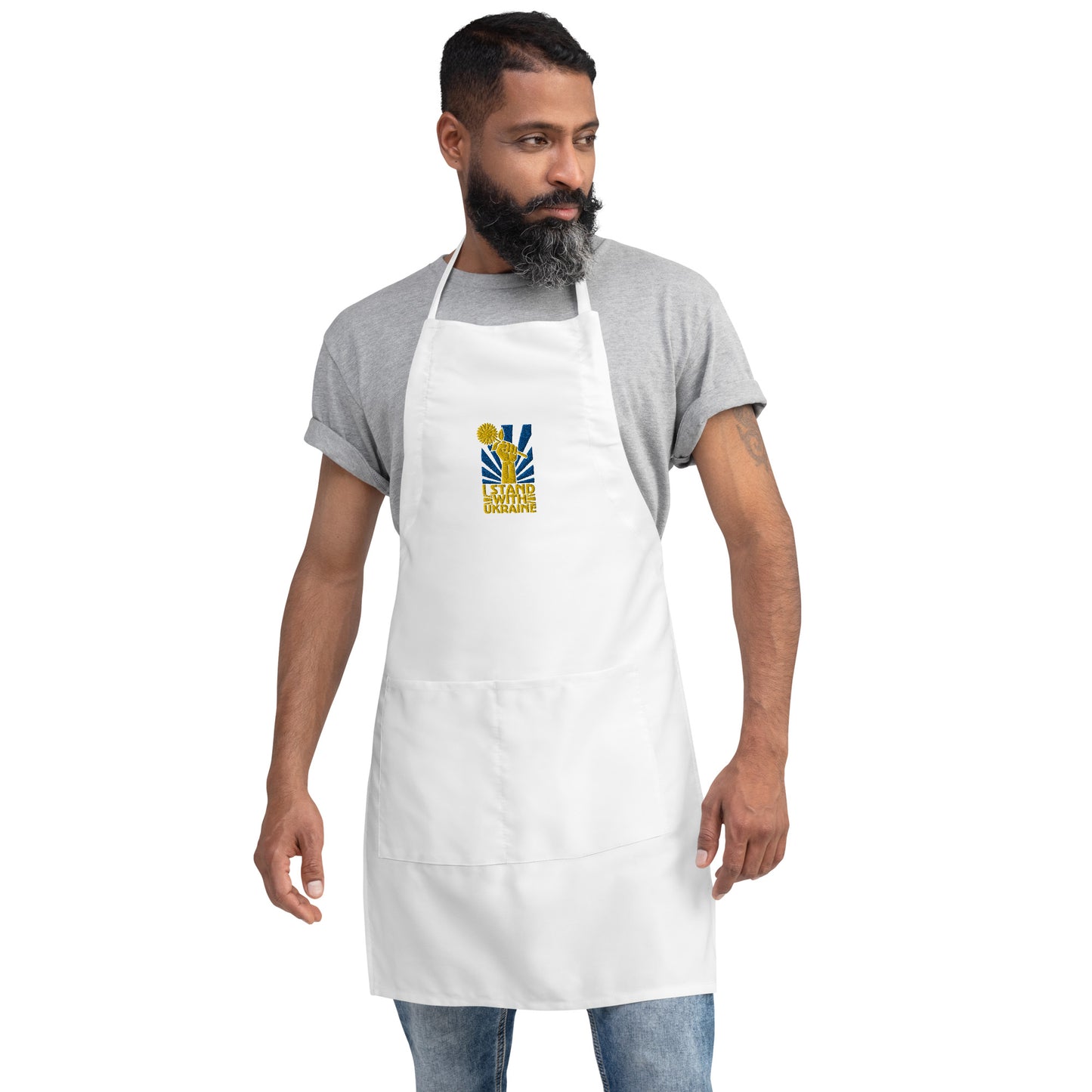 I Stand With Ukraine Embroidered Apron