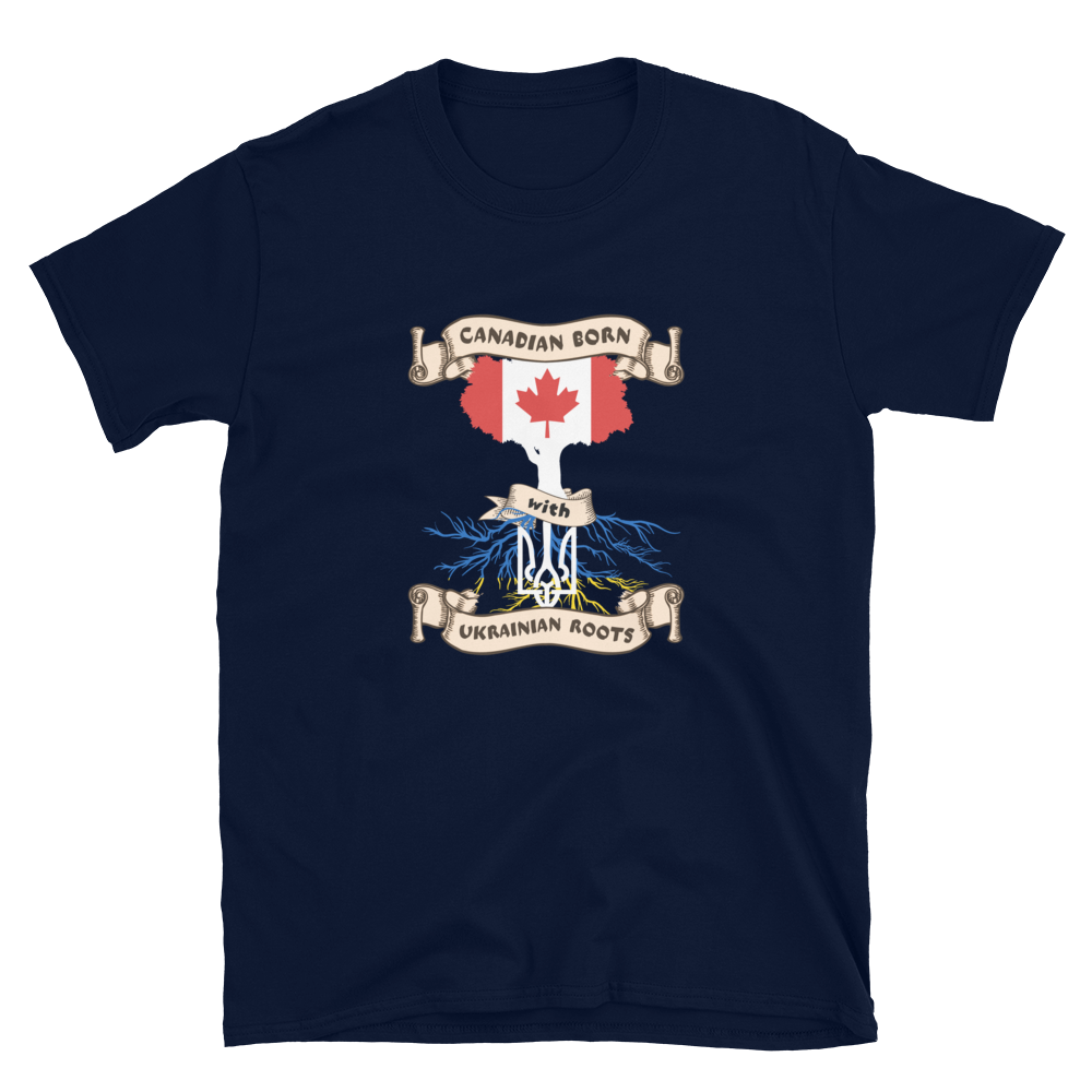 Canadian Born with Ukrainian Roots - Unisex Basic Softstyle T-Shirt - Gildan 64000